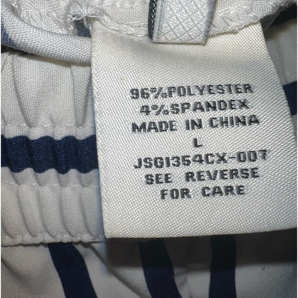 SPACEGIRLZ Navy Blue and White Stripped Pants…Size Large…96%Polyester 4%Spandex - Picture 4 of 6